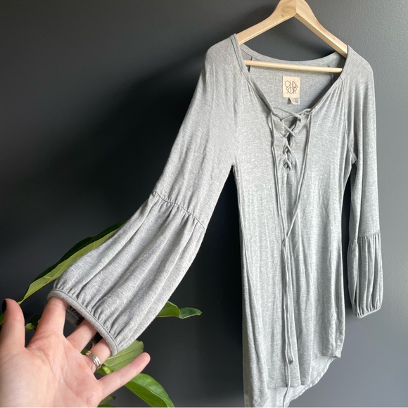 Chaser Womens Lace Up Tunic Dress in Gray - Picture 4 of 6